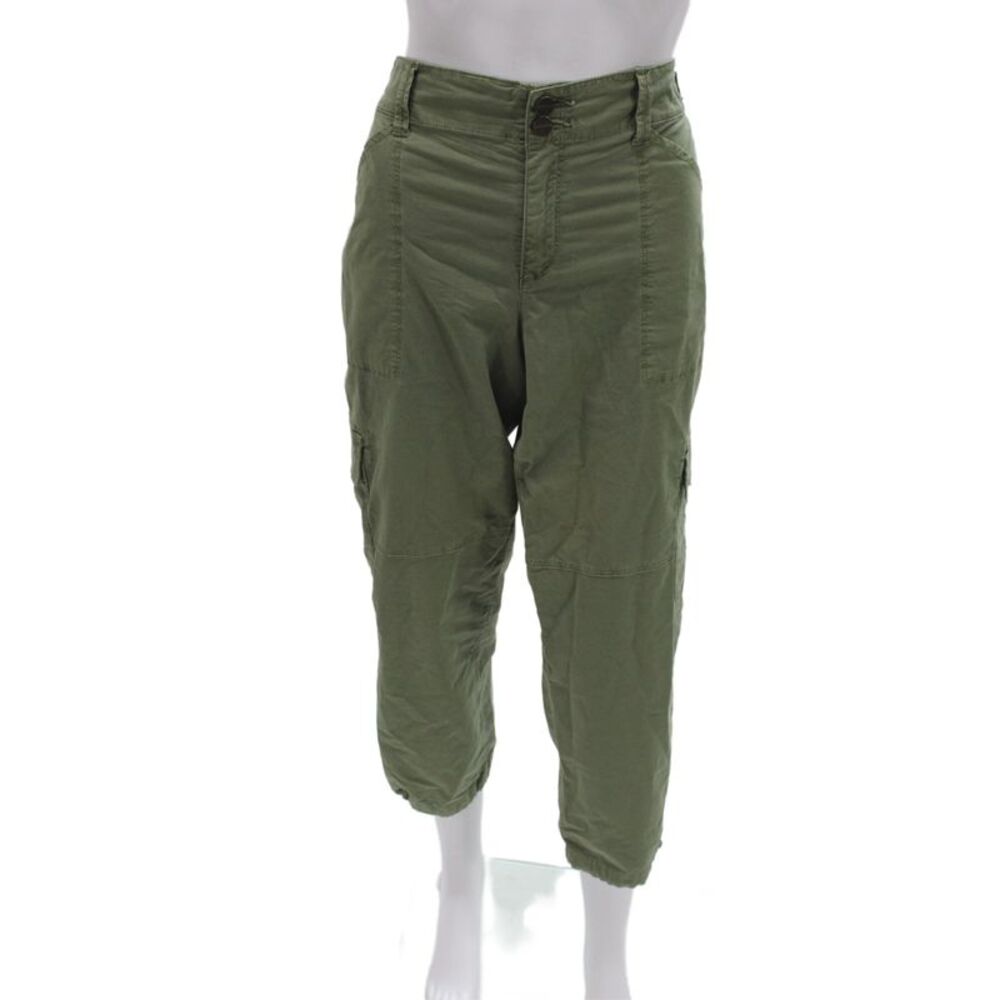 Sanctuary Womens Cropped Cargo Pants Green Button Front Size 30